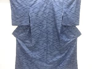 亀甲に抽象模様織出し手織り紬着物